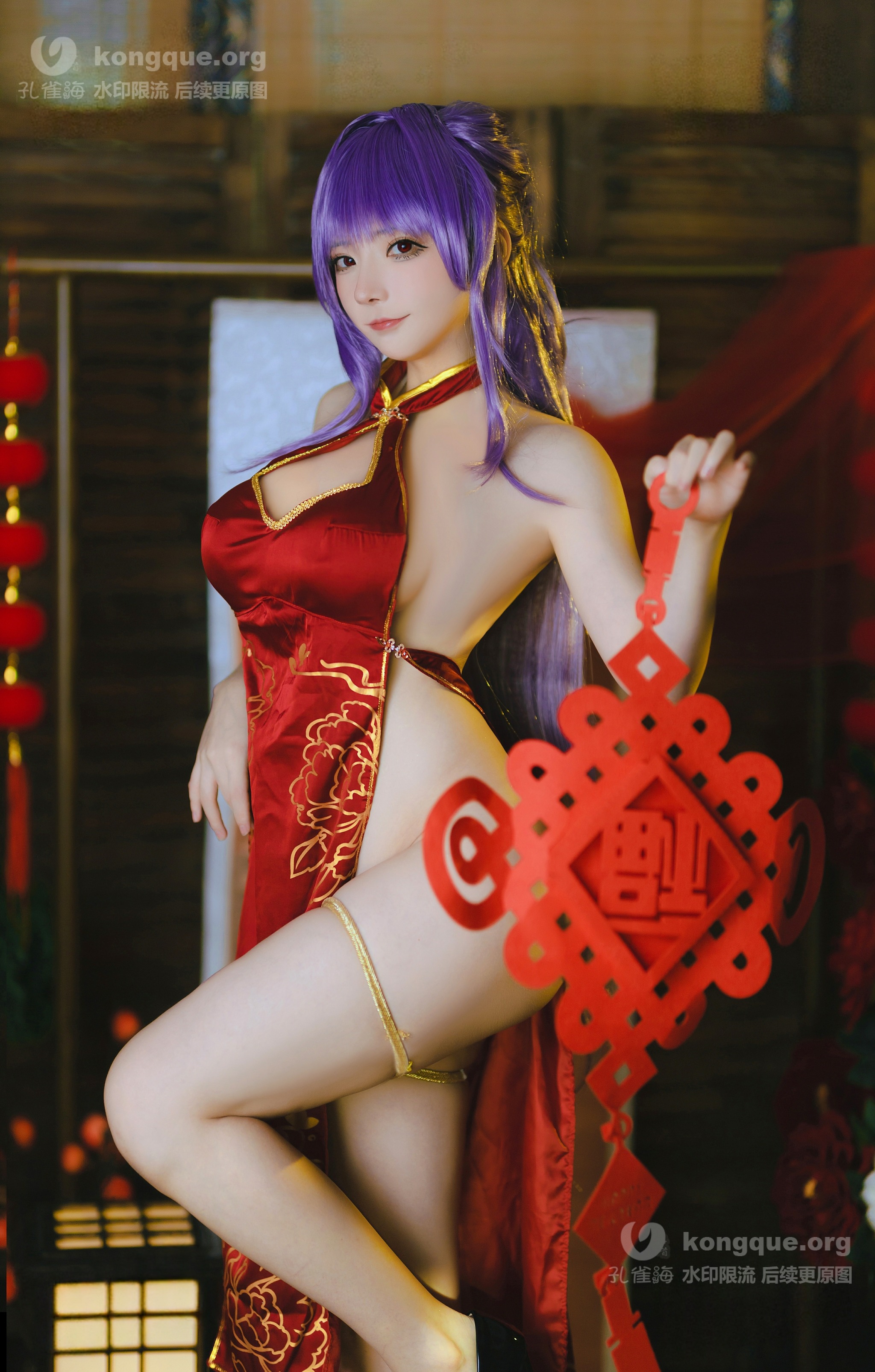 图片[1]-是三不是世w – NO.051 佣兵紫毛旗袍[55P]✦自购✦-XikXak